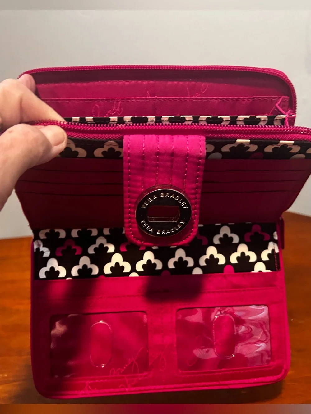 vera bradley Quilted Magenta Turn lock Zip-Around organizer Wallet